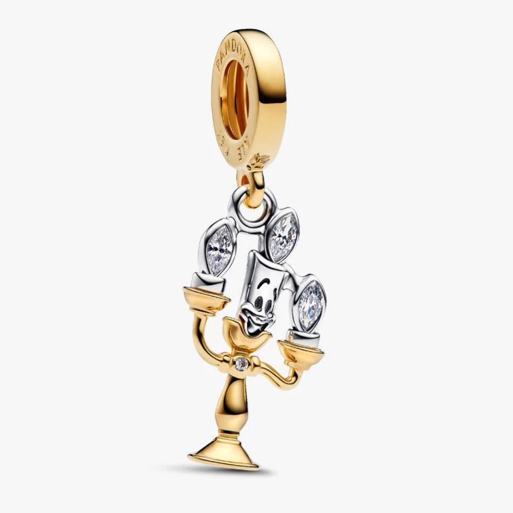 Disney x Pandora Beauty and the Beast Lumiere Dangle Charm Sterling silver gold
